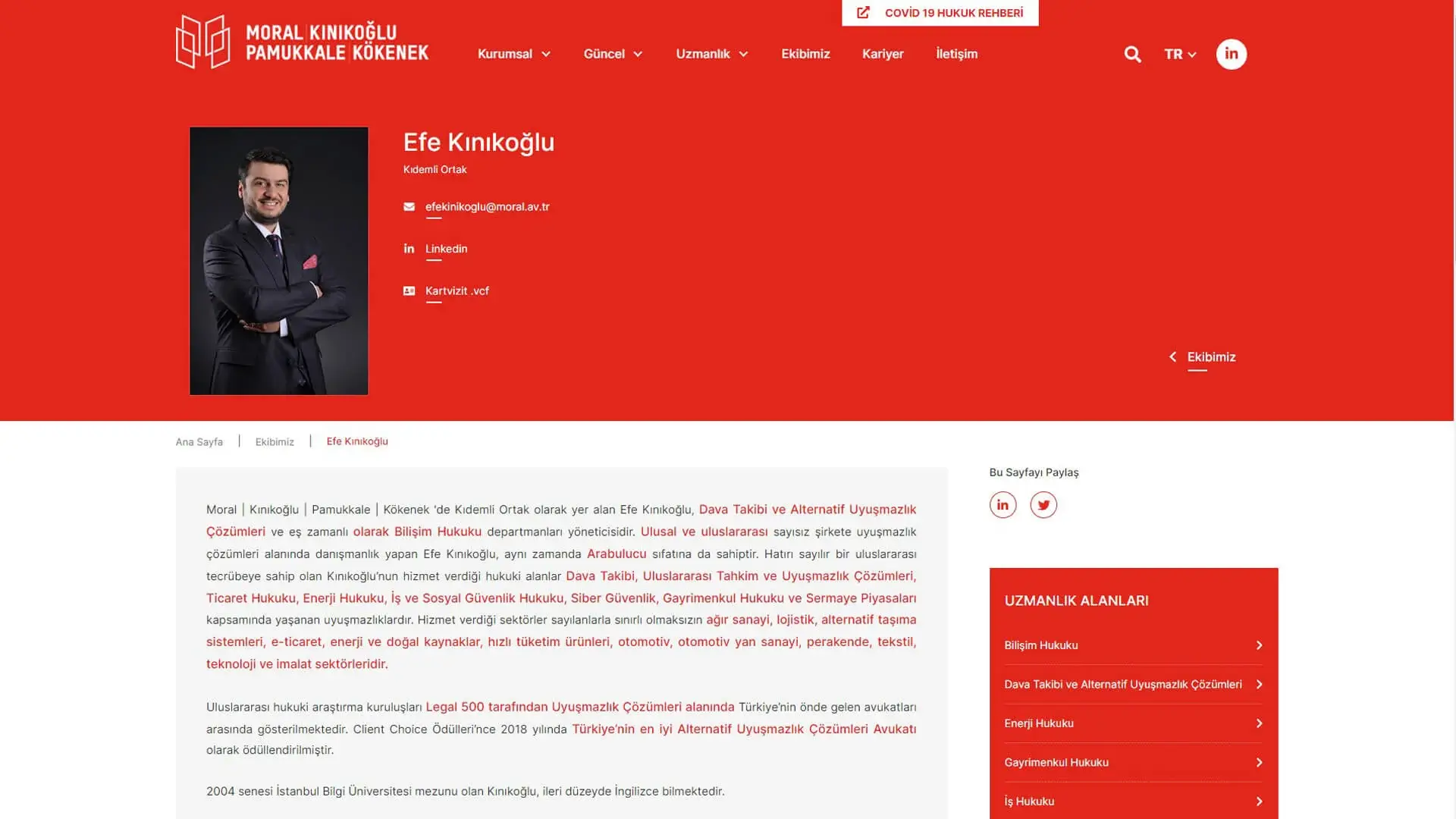 Moral Hukuk Bürosu ekip üyesi sayfa tasarımı