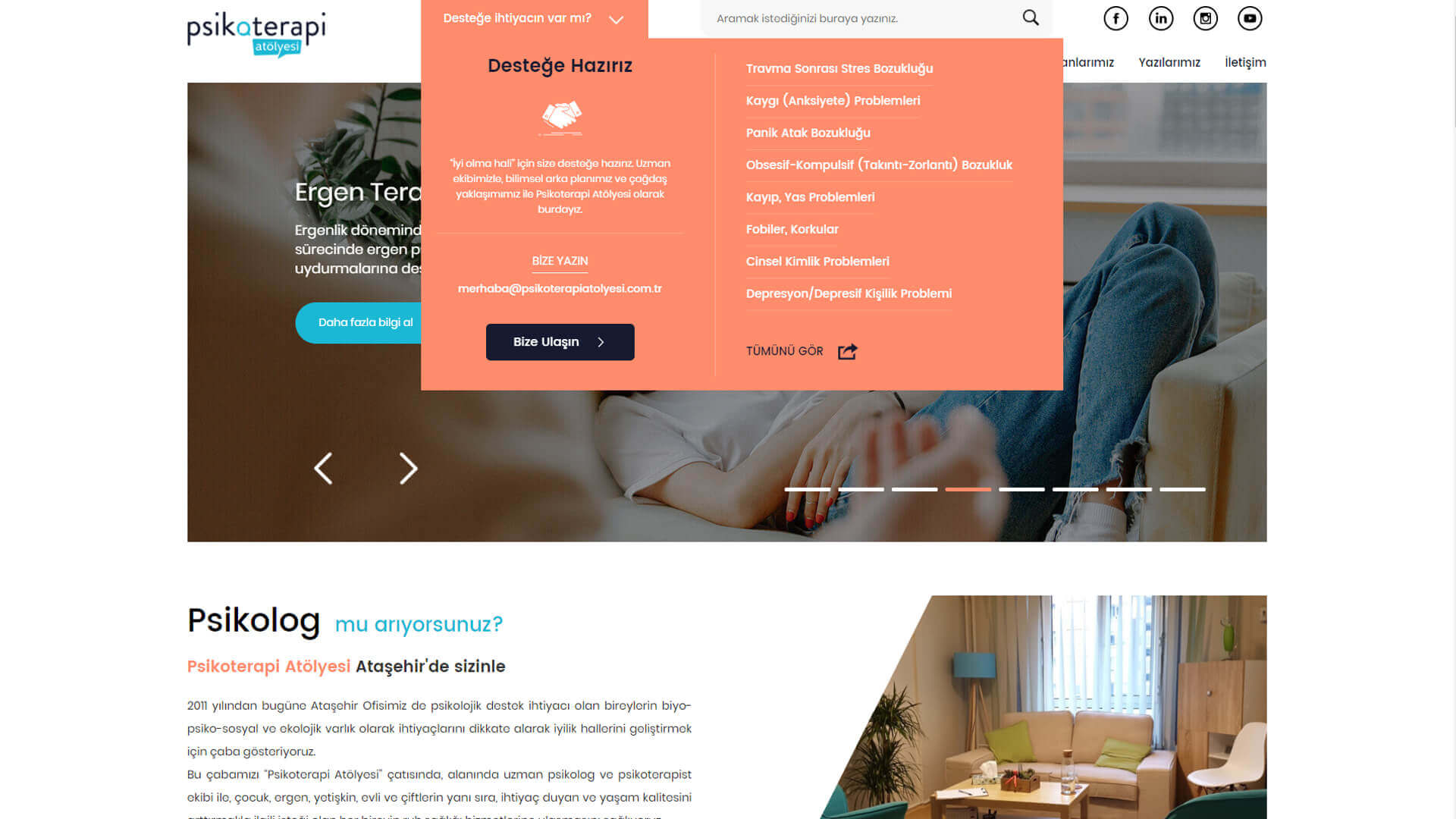 Psikoterapi Atölyesi Web Sitesi Anasayfa Tasarımı