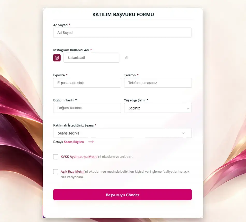 Palette şehir turu etkinlik katılım formu