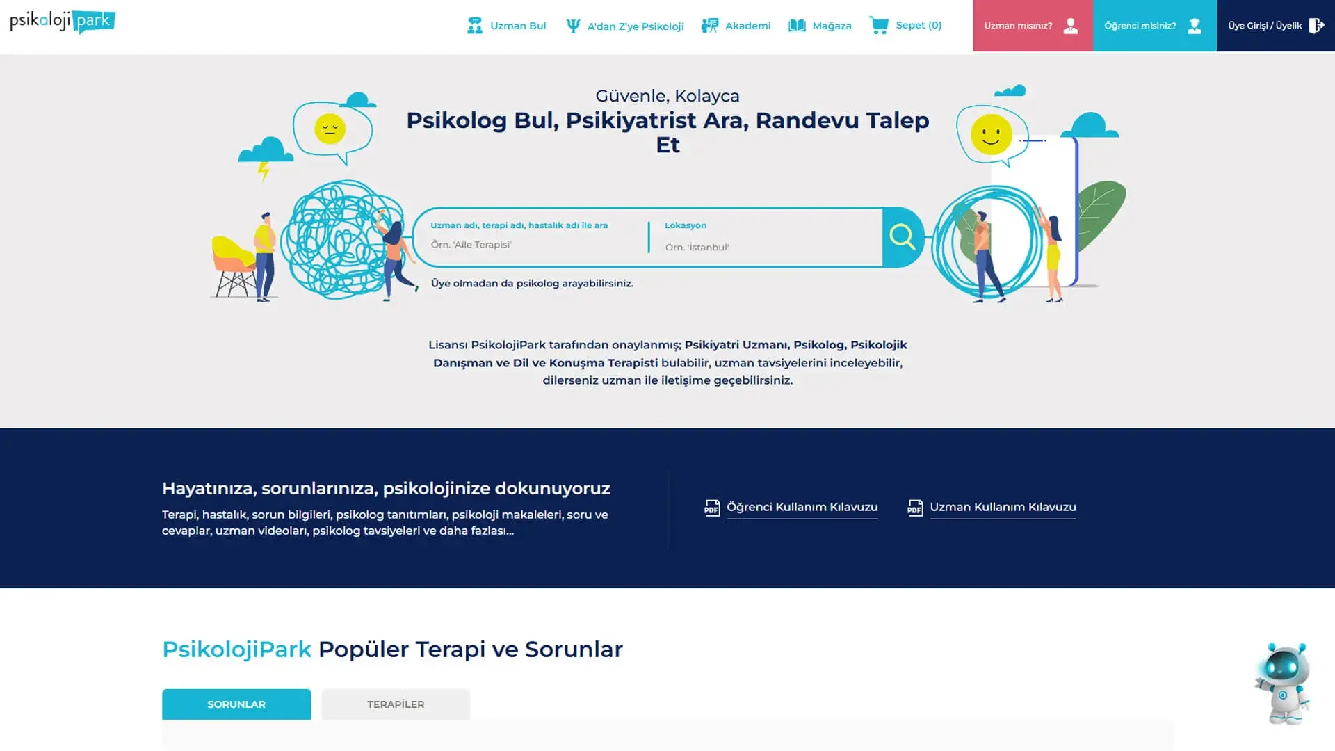 Psikolojipark anasayfa ux ui tasarımı