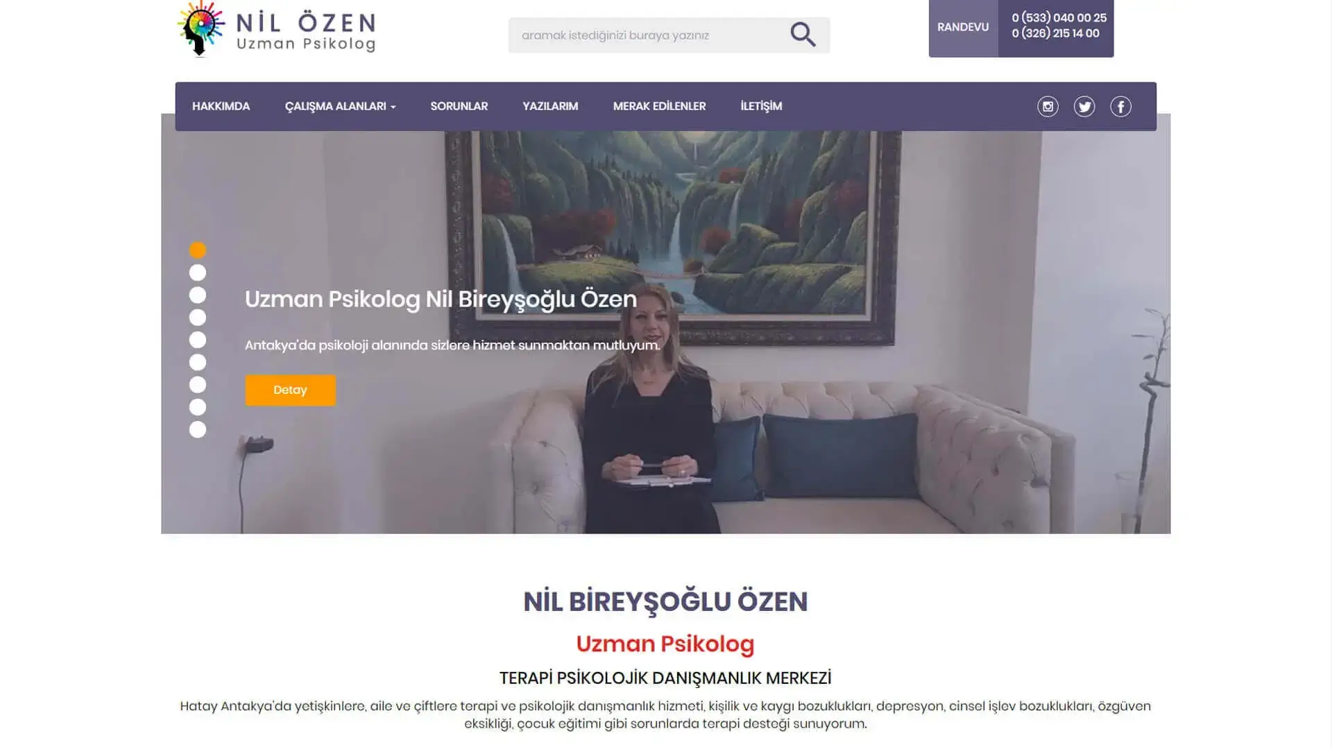 Antakya Psikoterapi Merkezi Web Sitesi Anasayfa Arayüzü