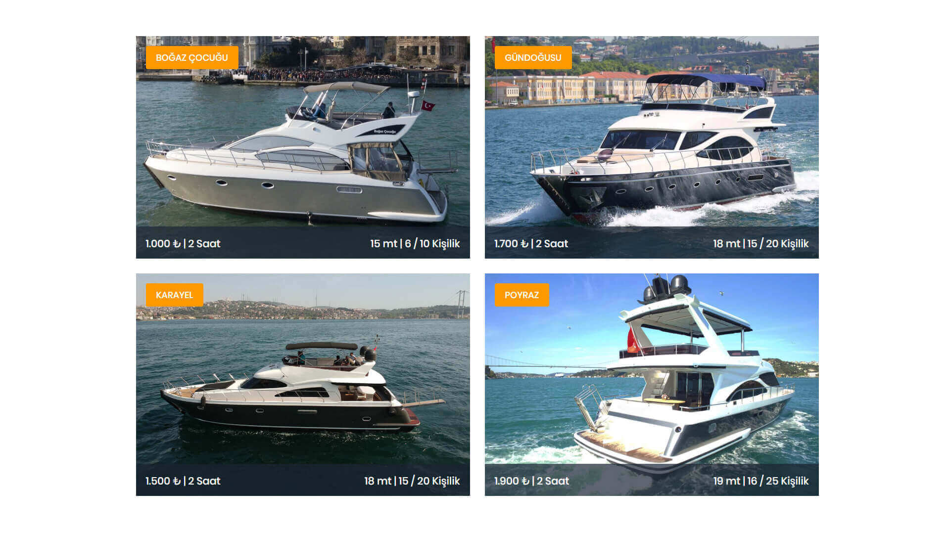 Tekne Kiralama Web Sitesi Kiralık Tekneler Sayfası