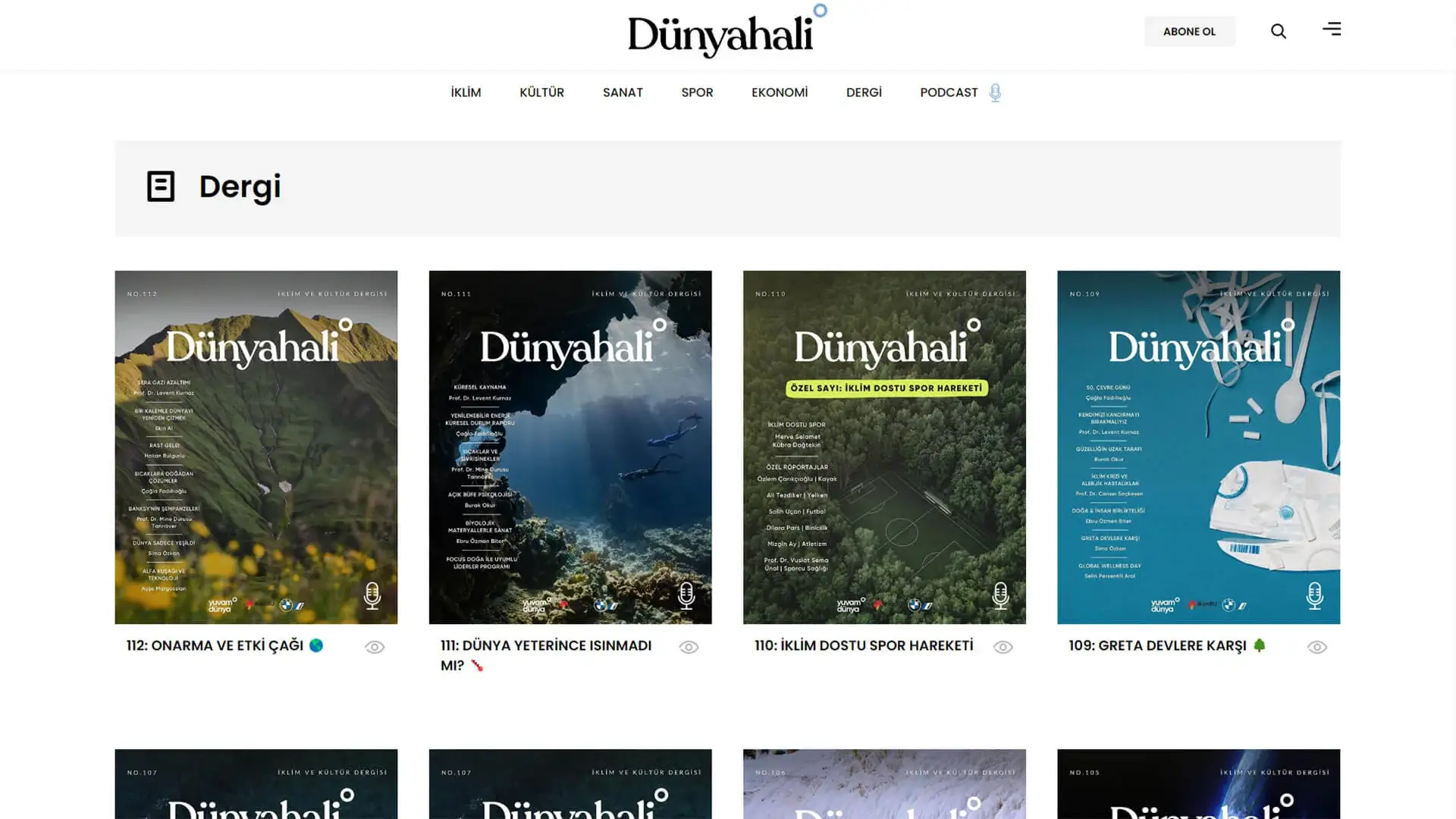 Dergi sayılar sayfası tasarımı