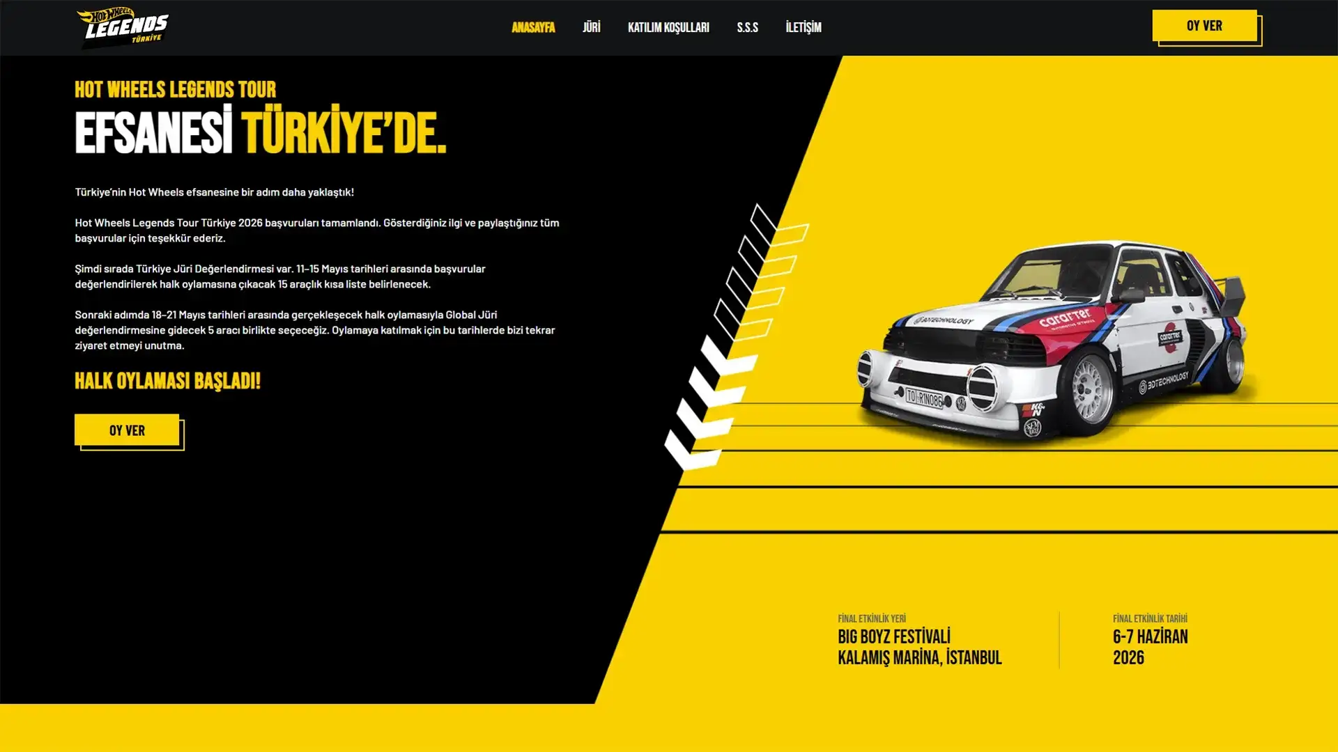 Hot Wheels Legends 2026 Mikro Site Anasayfa Tasarımı