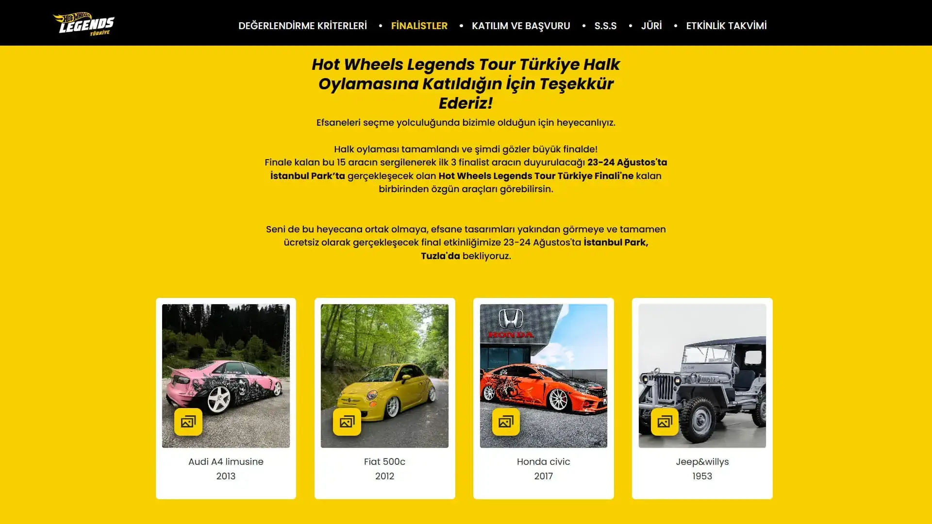 Web Sitesi Finalistler Sayfası Tasarımı
