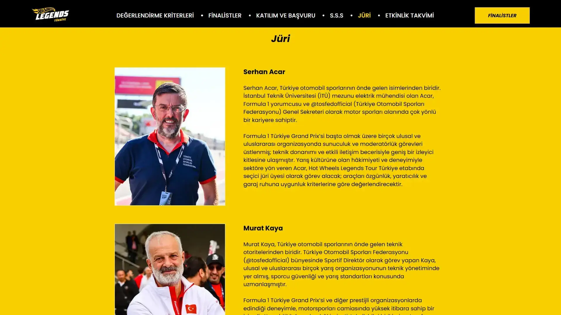 Web Sitesi Yarışma Jüri Tanıtım Sayfası Tasarımı