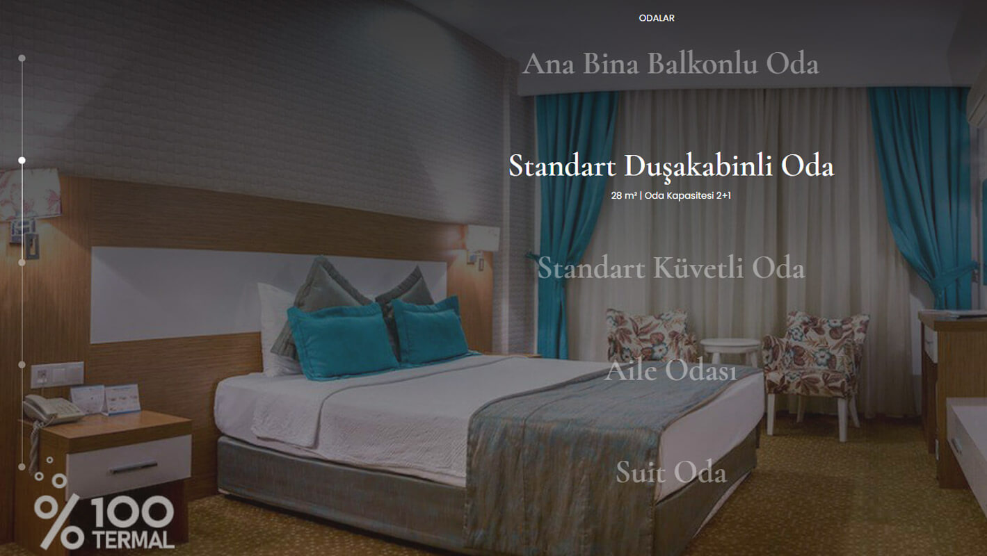 Site anasayfasında odaların slider yapıda gösterimi