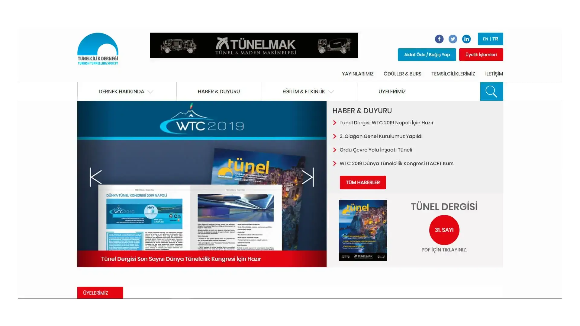 Tünelder Web Sitesi Anasayfası