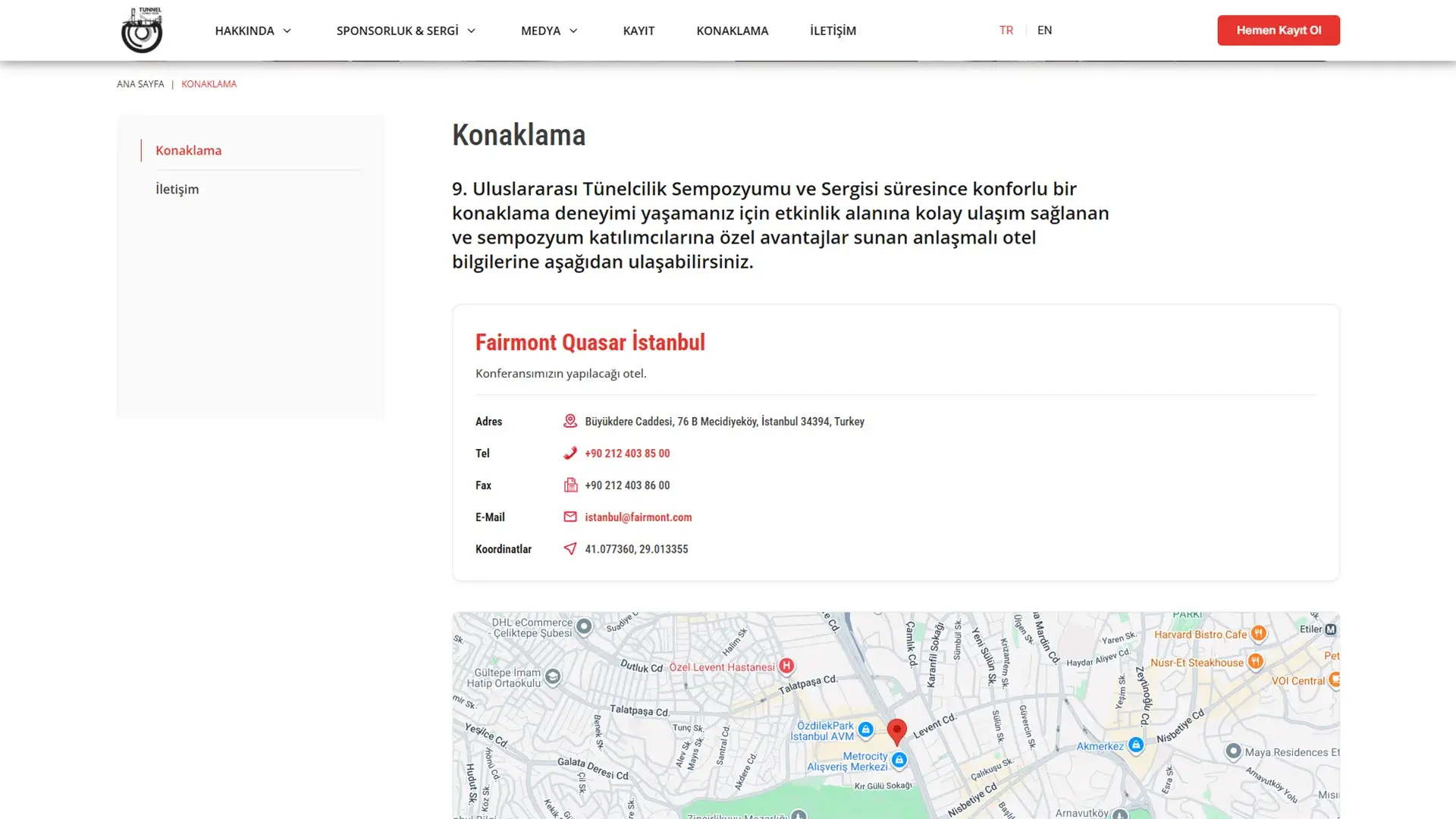 Tunnel Turkey 2026 Sempozyumu Anlaşmalı Otel ve Konaklama Bilgilendirme Sayfası Tasarımı