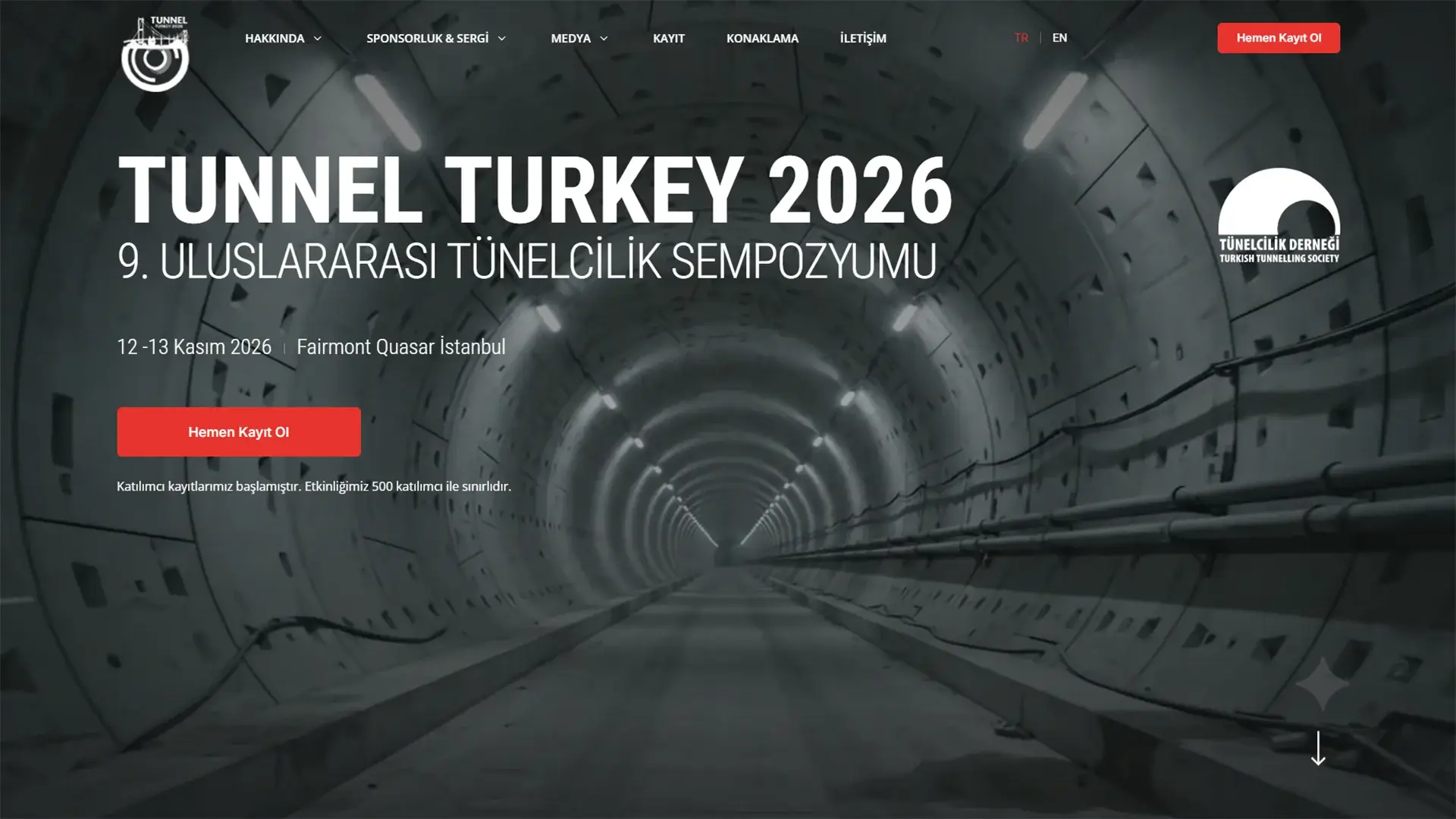 Tunnel Turkey 2026 9. Uluslararası Tünelcilik Sempozyumu Web Sitesi Hero Alanı Tasarımı
