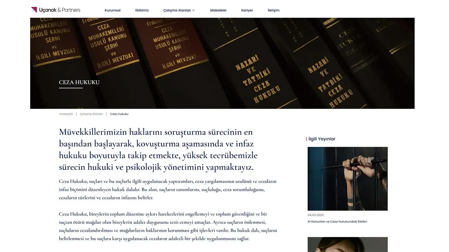 Hukuk Bürosu Web Tasarım Çalışma Alanı Detay Sayfası Tasarımı