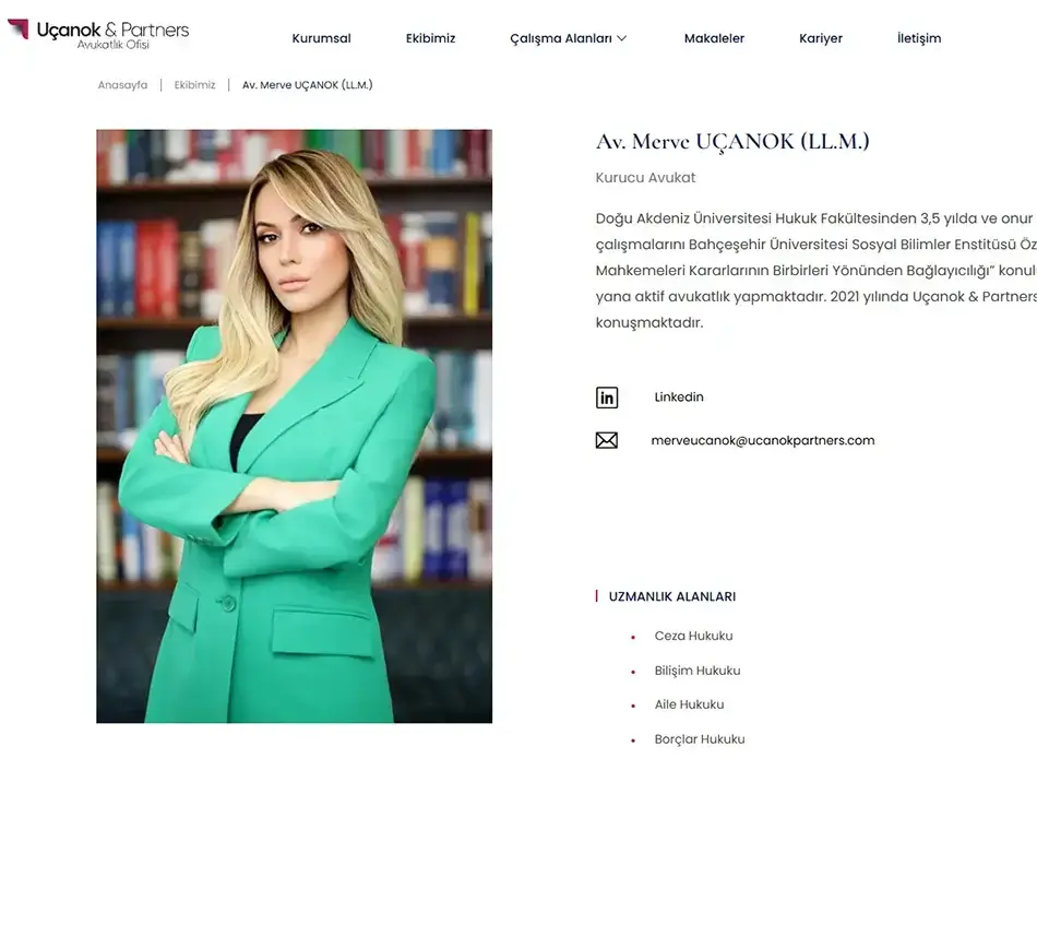 Hukuk bürosu web tasarım ve özgün arayüz çalışması - Uçanok Partners