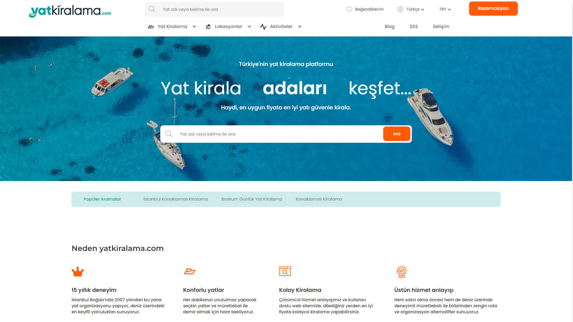 Web sitesi anasayfa arama alanı