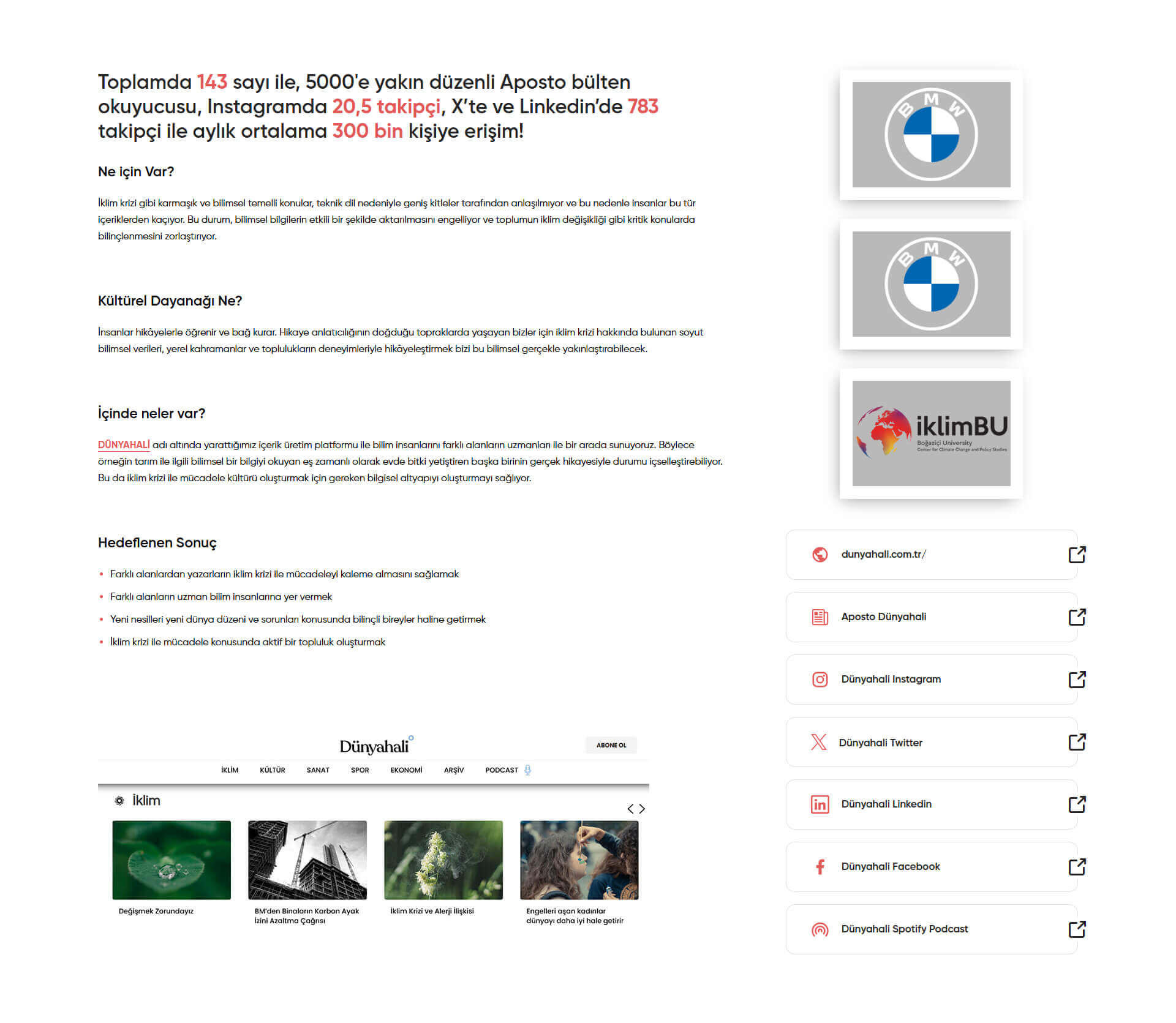 Proje Sayfası İçerik Modülü