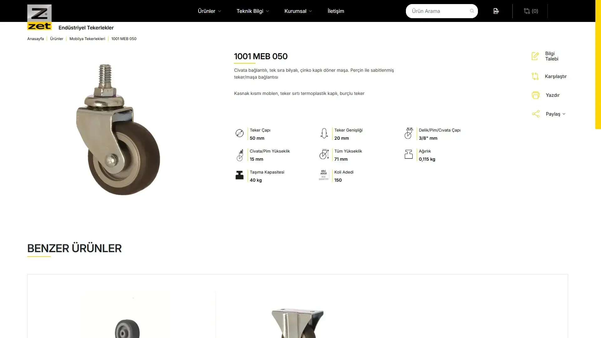 Tekerlek Detay Sayfası Tasarımı